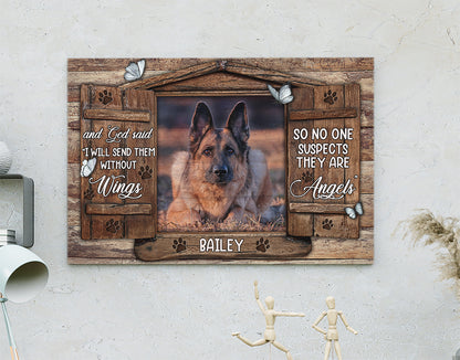 Personalized Custom Memorial Pet Photo Canvas, And God Said, I Will Send Them Without Wings