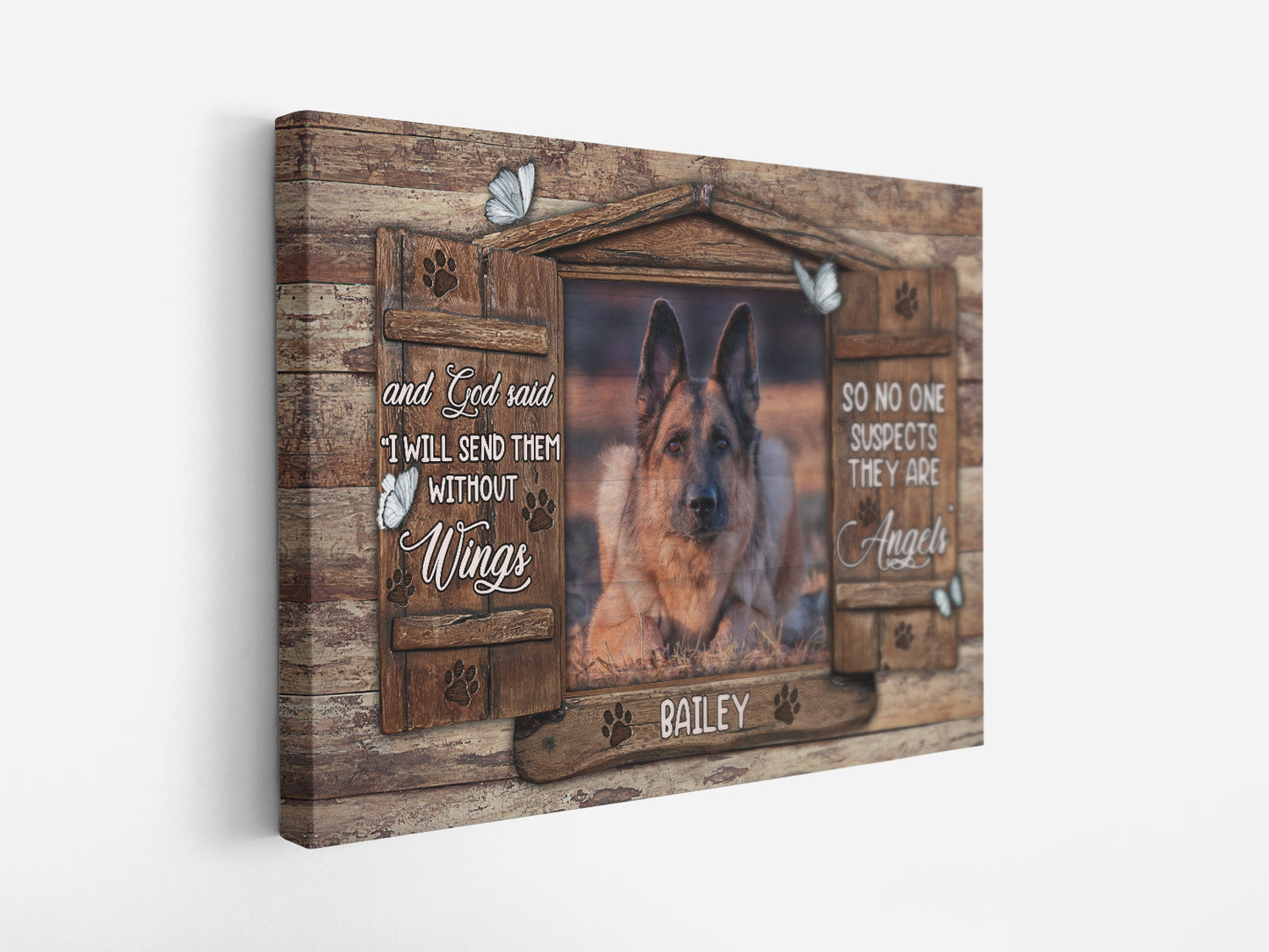 Personalized Custom Memorial Pet Photo Canvas, And God Said, I Will Send Them Without Wings