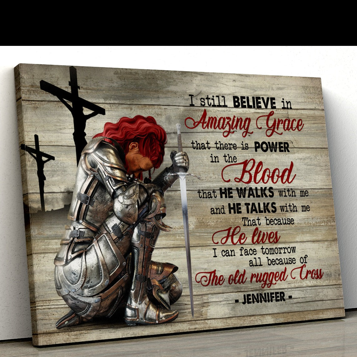 Personalized Woman Warrior of God I still believe in Amazing Grace Jesus Canvas