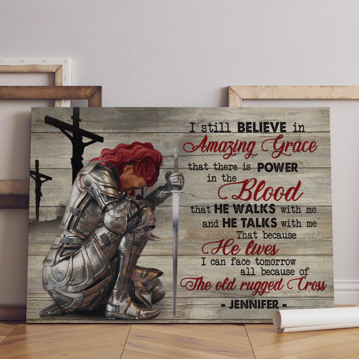 Personalized Woman Warrior of God I still believe in Amazing Grace Jesus Canvas