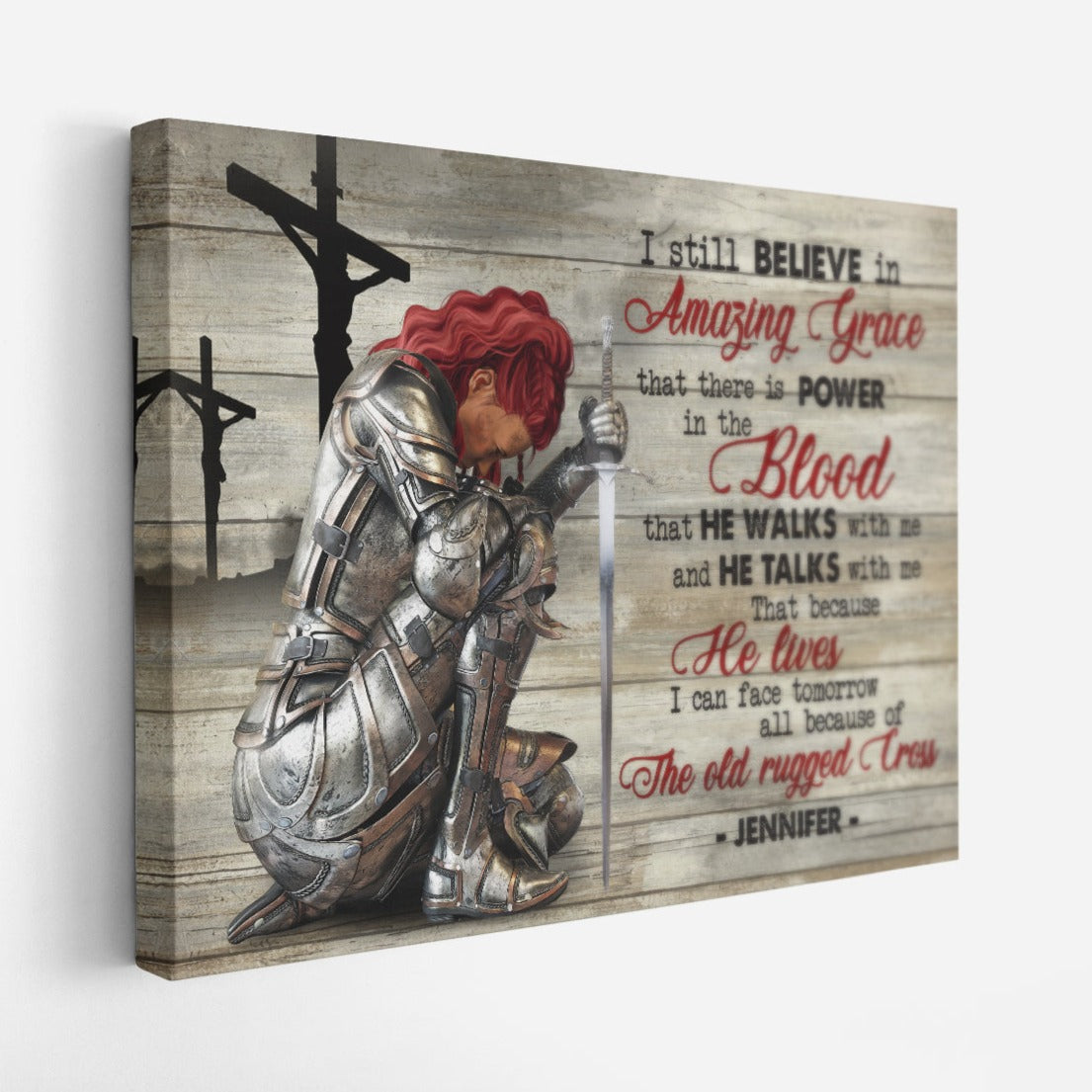 Personalized Woman Warrior of God I still believe in Amazing Grace Jesus Canvas