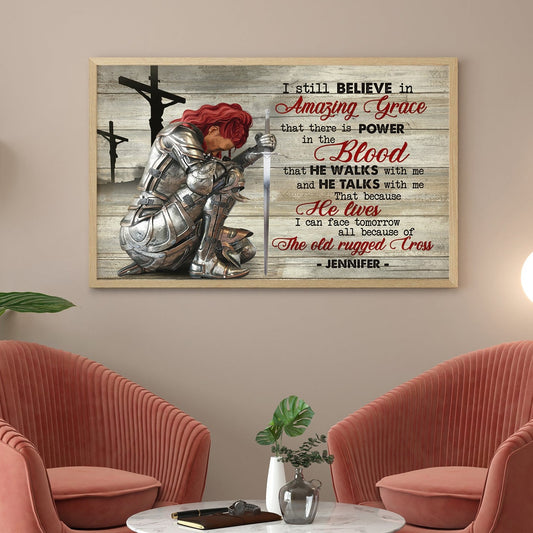 Personalized Woman Warrior of God I still believe in Amazing Grace Jesus Poster