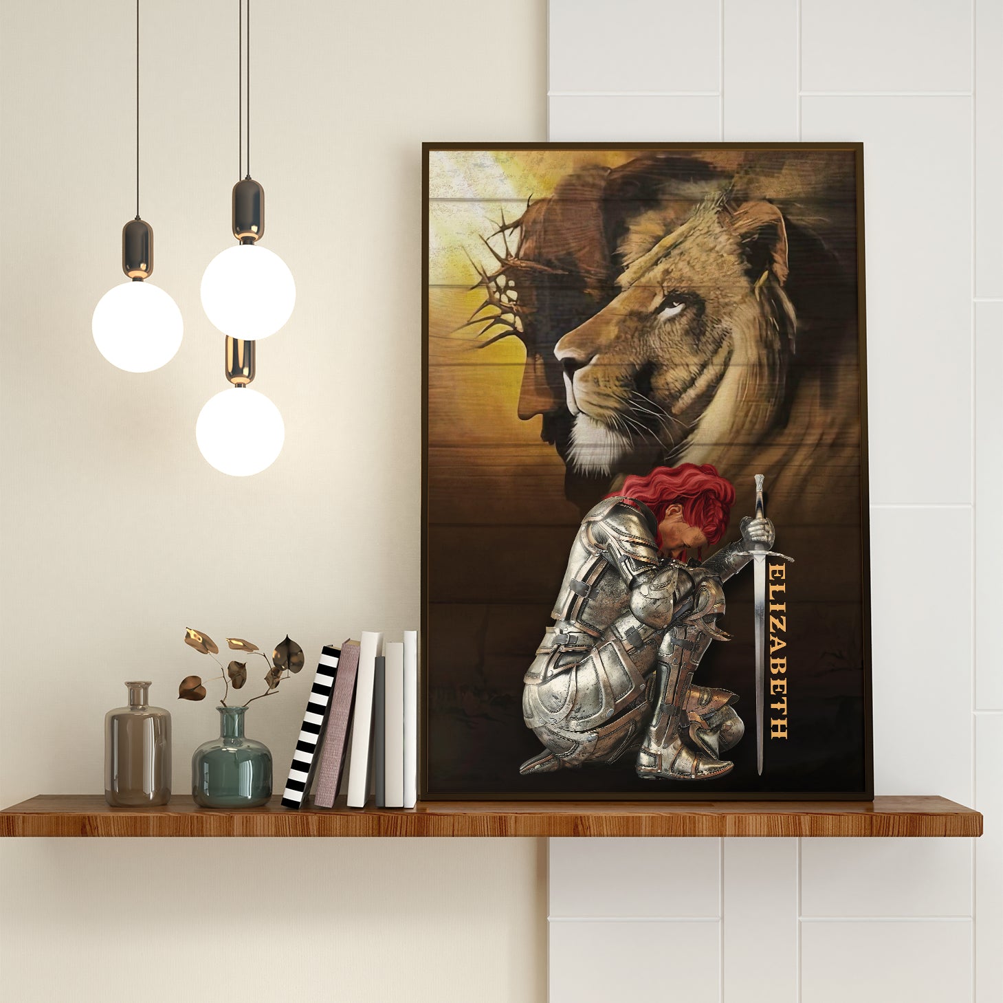 Personalized Woman Warrior of God, Armor Jesus Lion Warrior Woman Poster