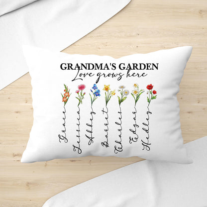 Personalized Family Birth Month Flowers, Grandma Birth Flower Pillow