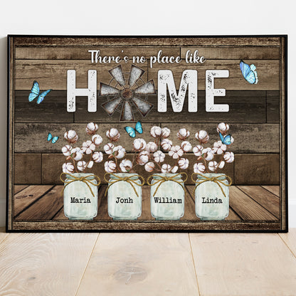 Personalized Family Gifts There's No Place Like Home Butterfly Cotton Flower Poster