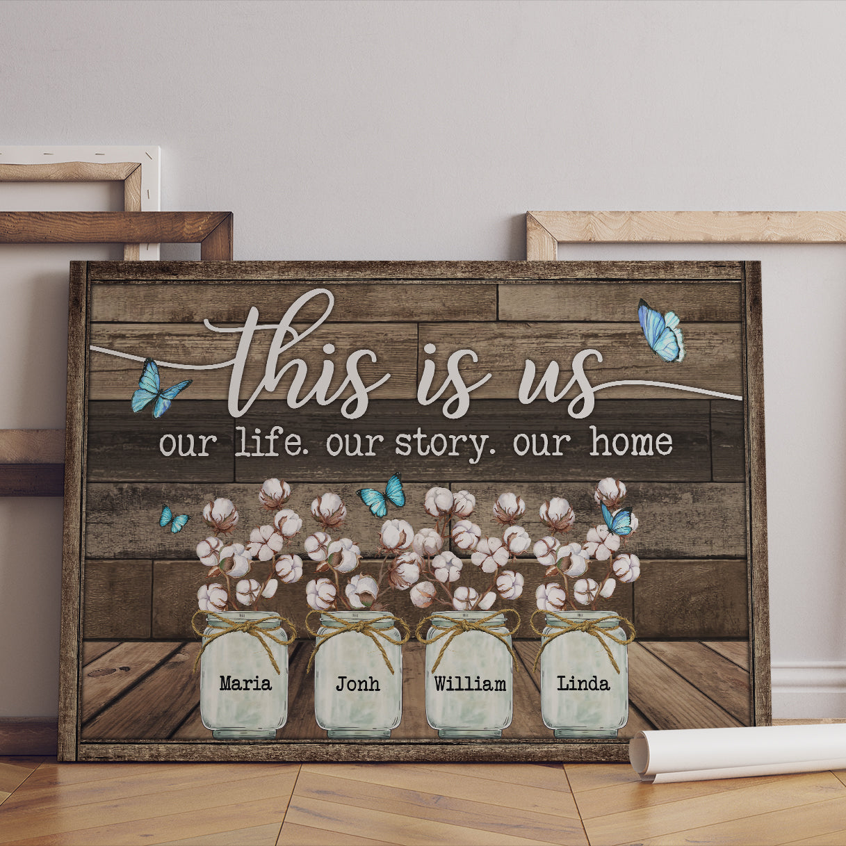 Personalized Family Gifts This Is Us Our Story Our Home Butterfly Cotton Flower Canvas