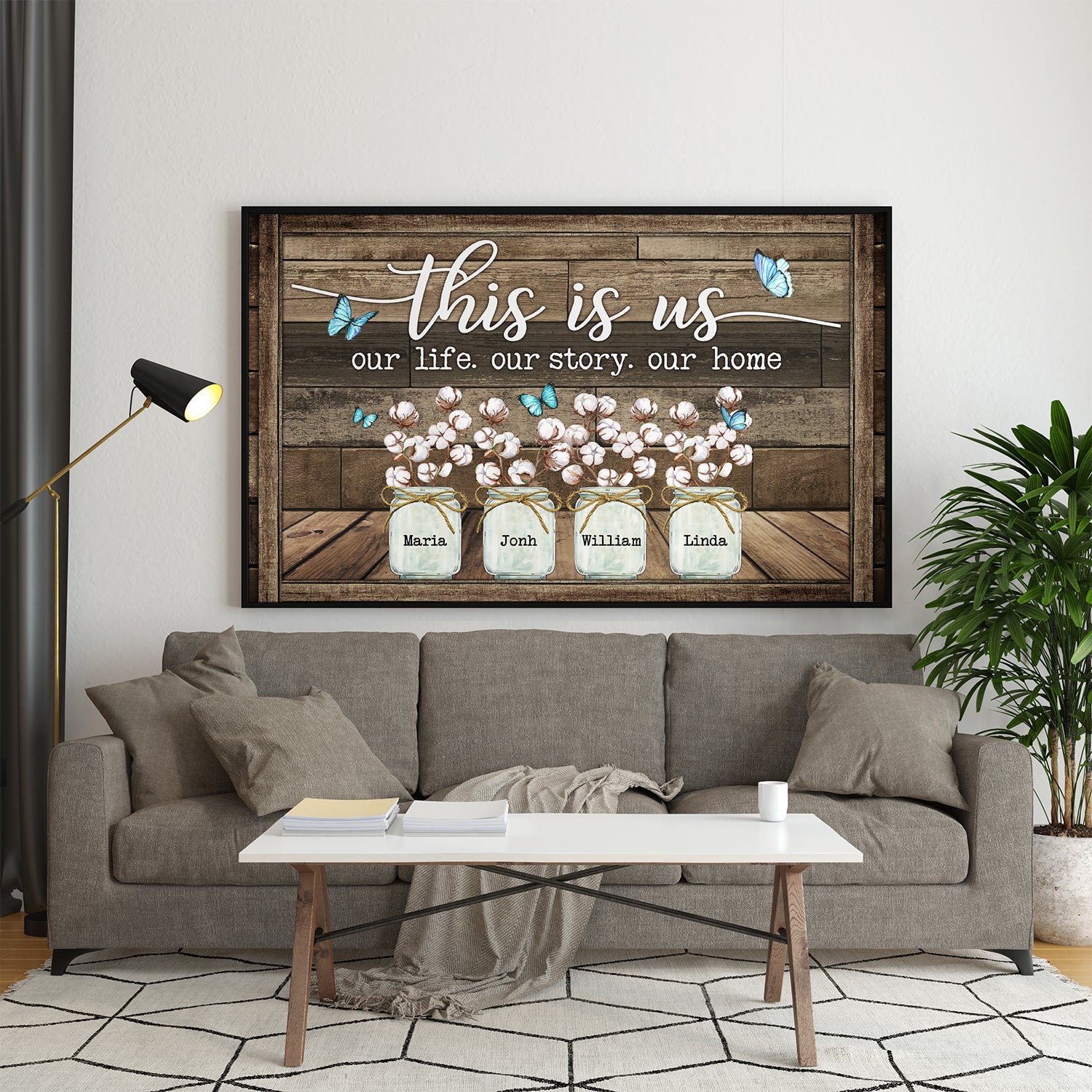 Personalized Family Gifts This Is Us Our Story Our Home Butterfly Cotton Flower Poster