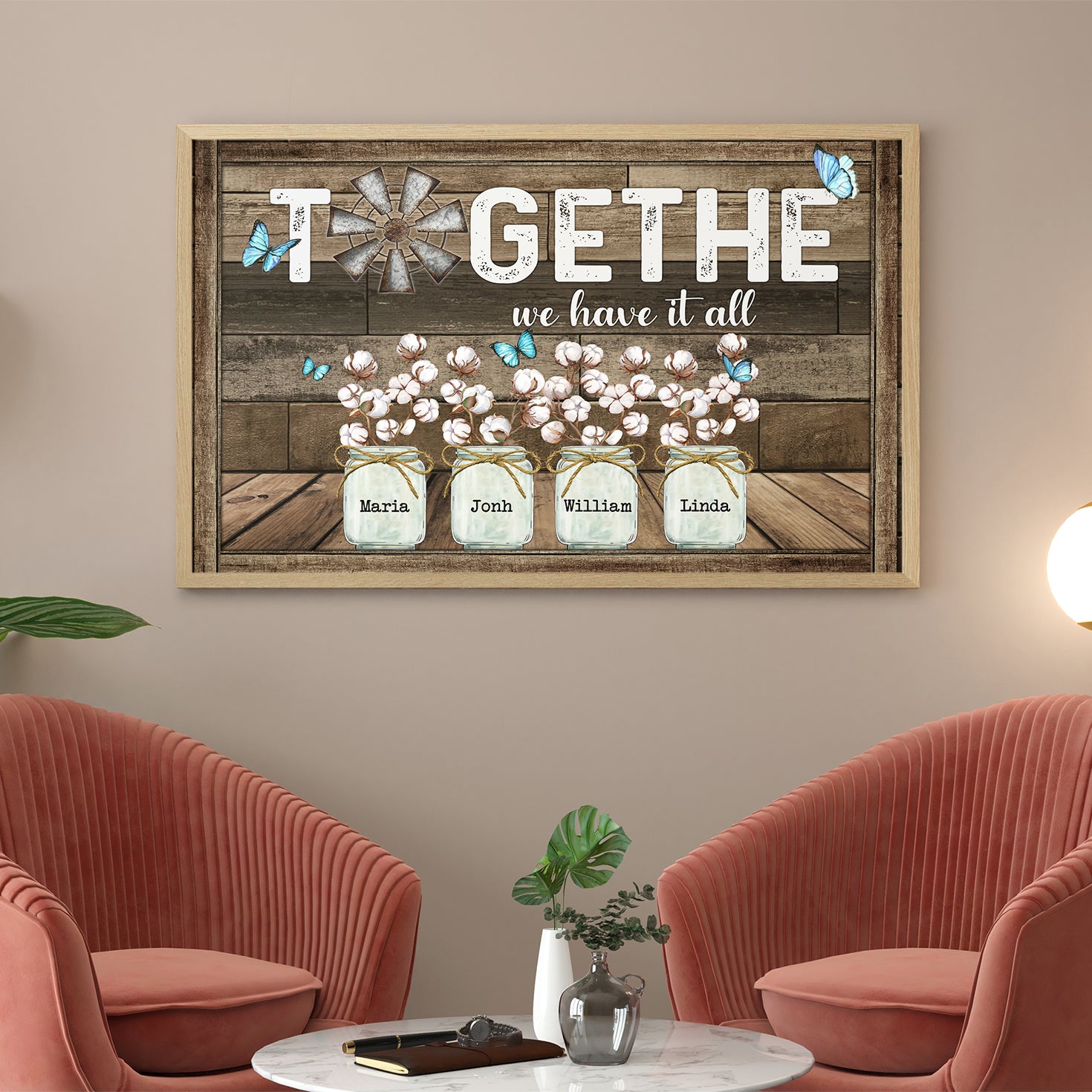 Personalized Family Gifts Together We Have It All Butterfly Cotton Flower Poster