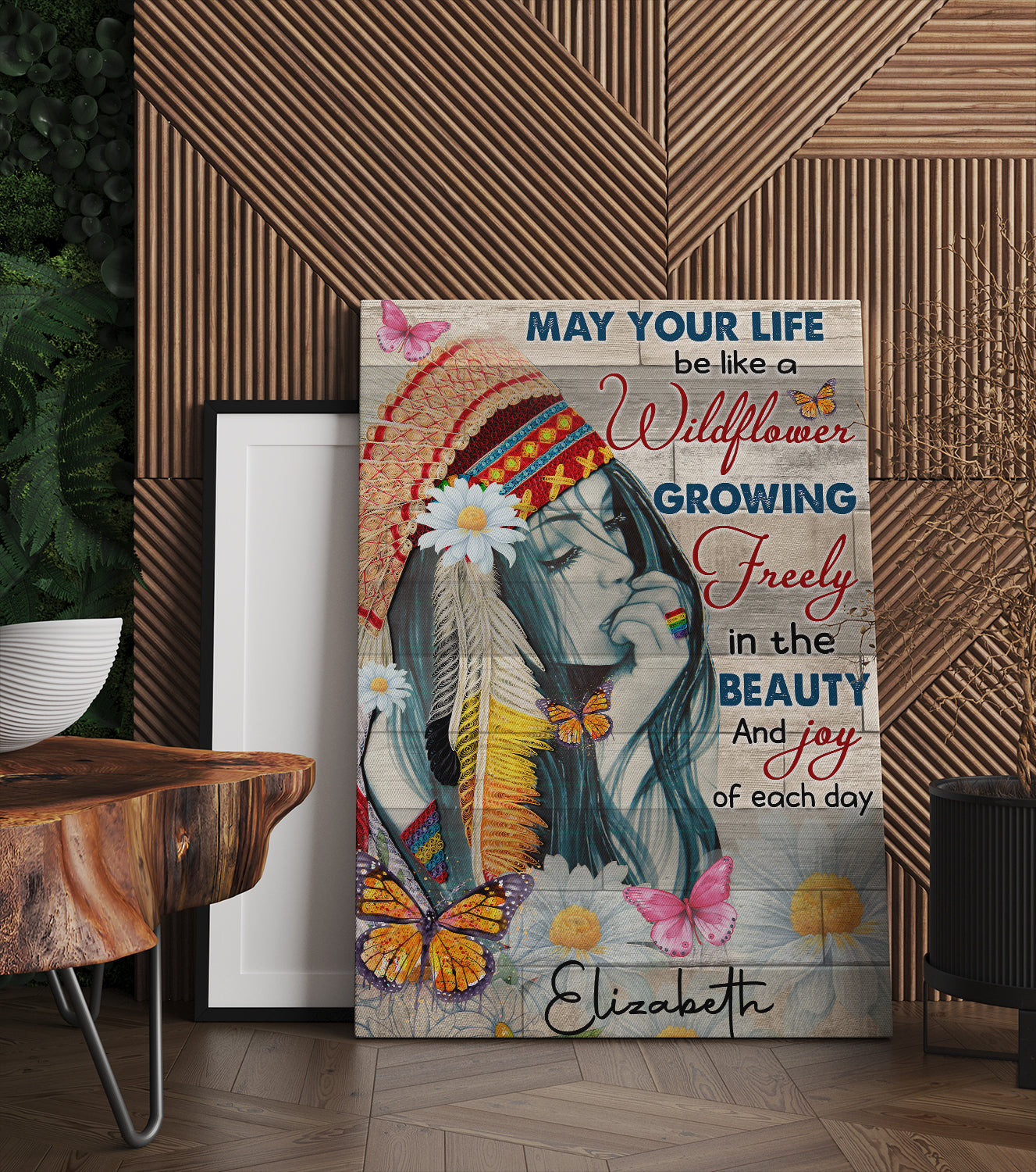 Personalized Hippie Girl Canvas May Your Life Be Like A Wildflower