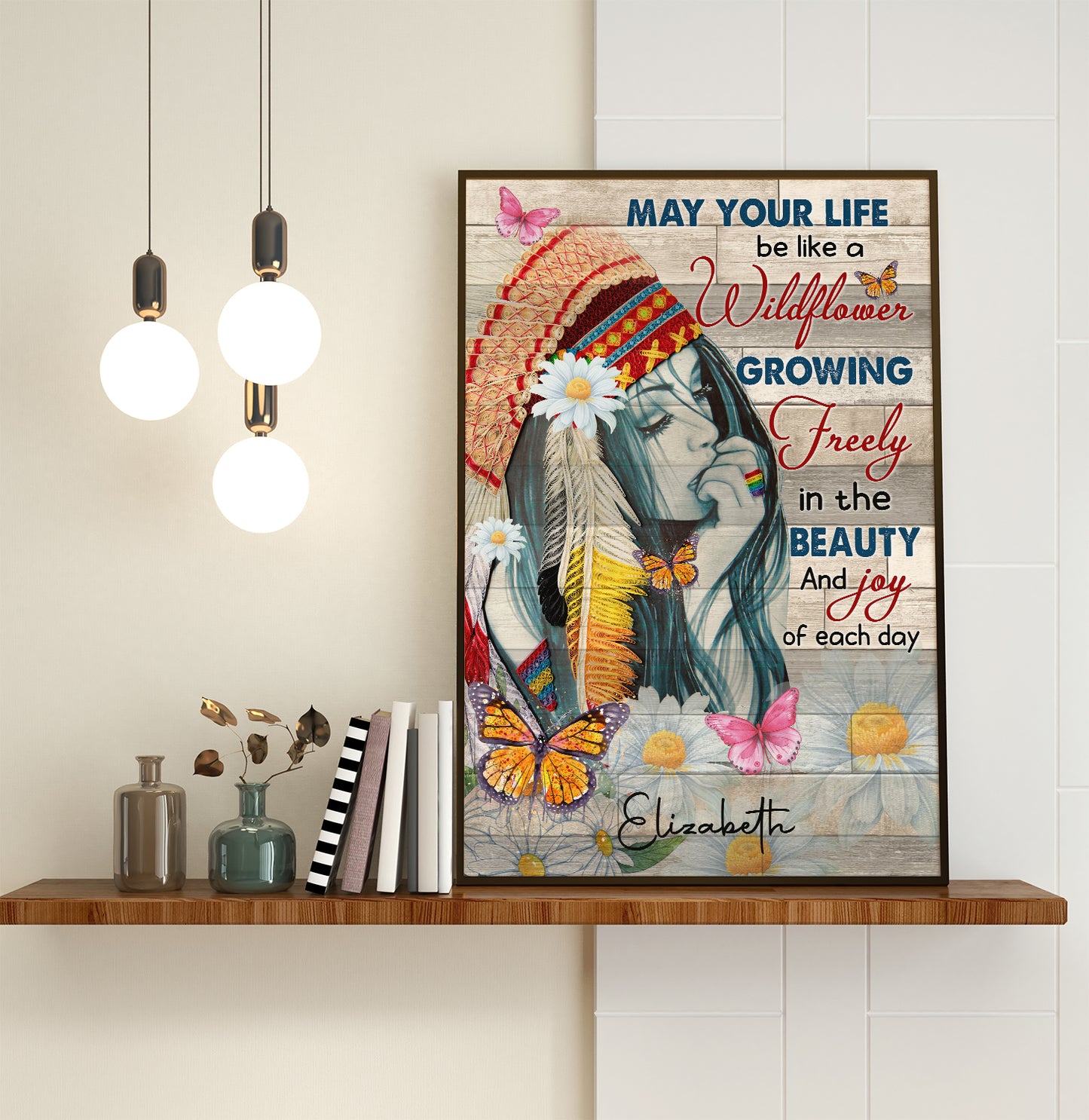 Personalized Hippie Girl Poster May Your Life Be Like A Wildflower