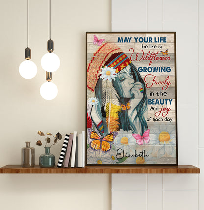 Personalized Hippie Girl Poster May Your Life Be Like A Wildflower