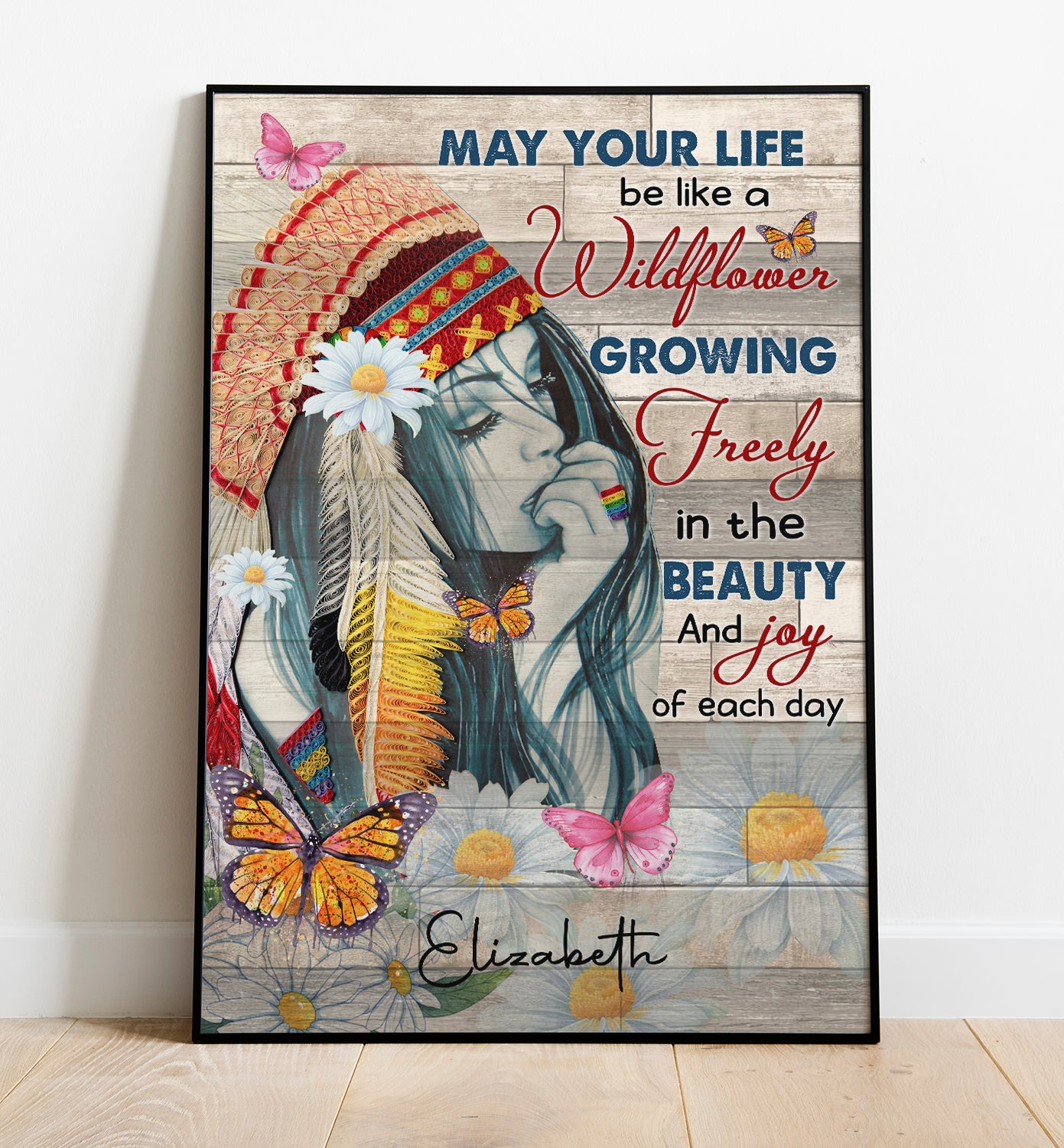 Personalized Hippie Girl Poster May Your Life Be Like A Wildflower