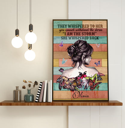 Personalized Hippie Girl Poster Personalized Hippie Girl Poster They Whispered to her You Can't Withstand The Storm