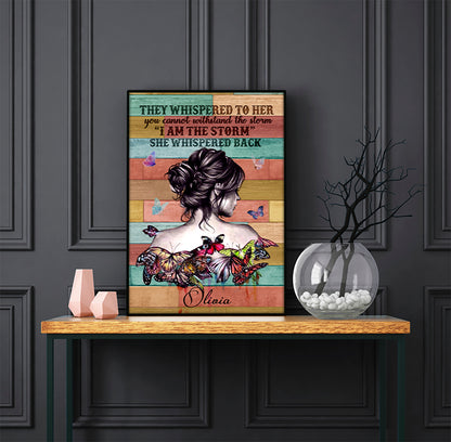 Personalized Hippie Girl Poster Personalized Hippie Girl Poster They Whispered to her You Can't Withstand The Storm