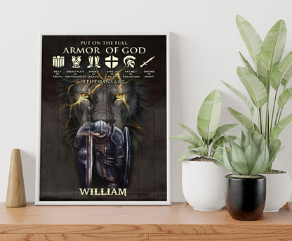 Personalized Man Warrior of God Put On The Full Armor Of God Ephesians 6-10 Poster