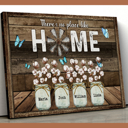 Personalized Family Gifts There's No Place Like Home Butterfly Cotton Flower Canvas