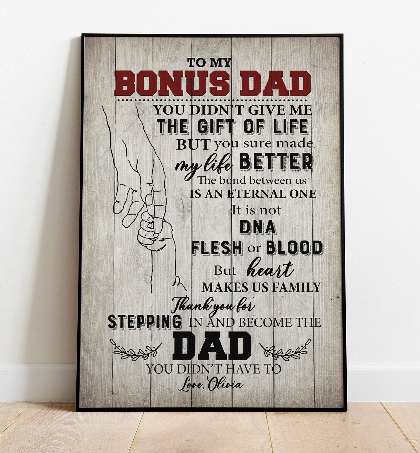 Personalized To My Bonus Dad You Didn’t Give Me The Gift Of Life But You Sure Made My Life Better Poster