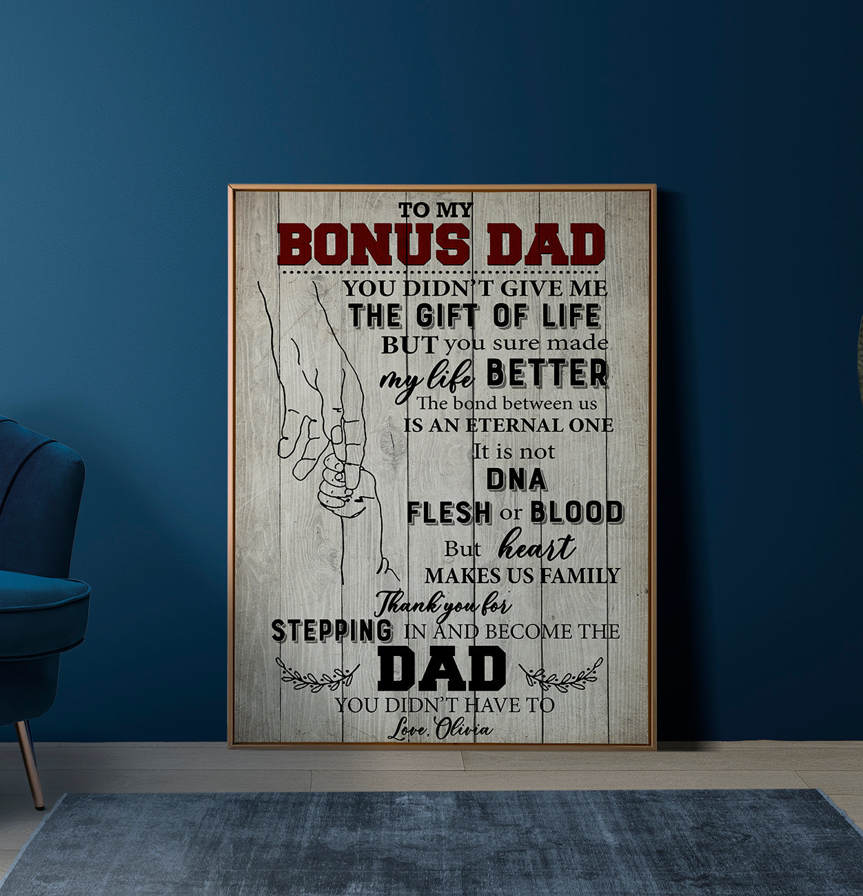 Personalized To My Bonus Dad You Didn’t Give Me The Gift Of Life But You Sure Made My Life Better Poster