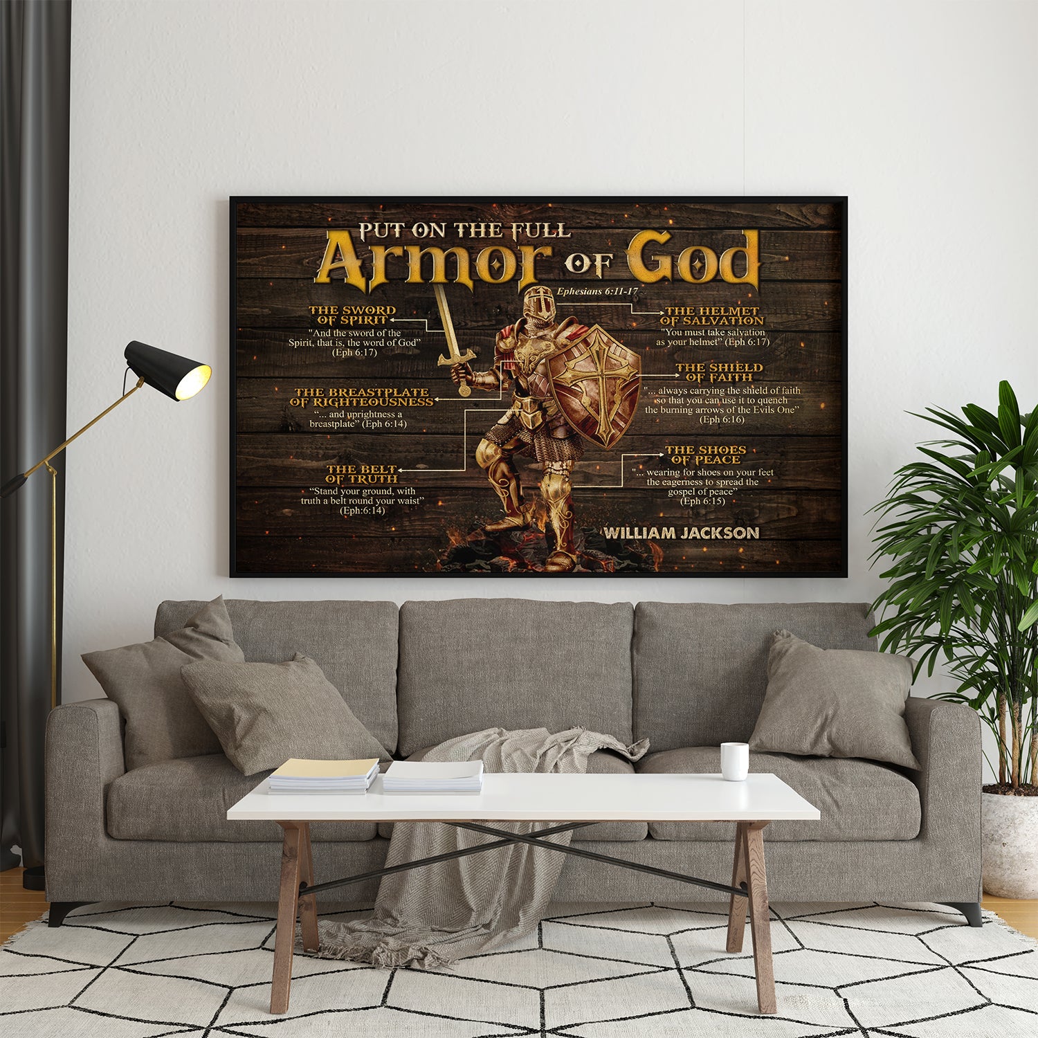 Personalized Warrior Of God Poster, Put On The Full Armor Of God, Armor Of God Bible Verse
