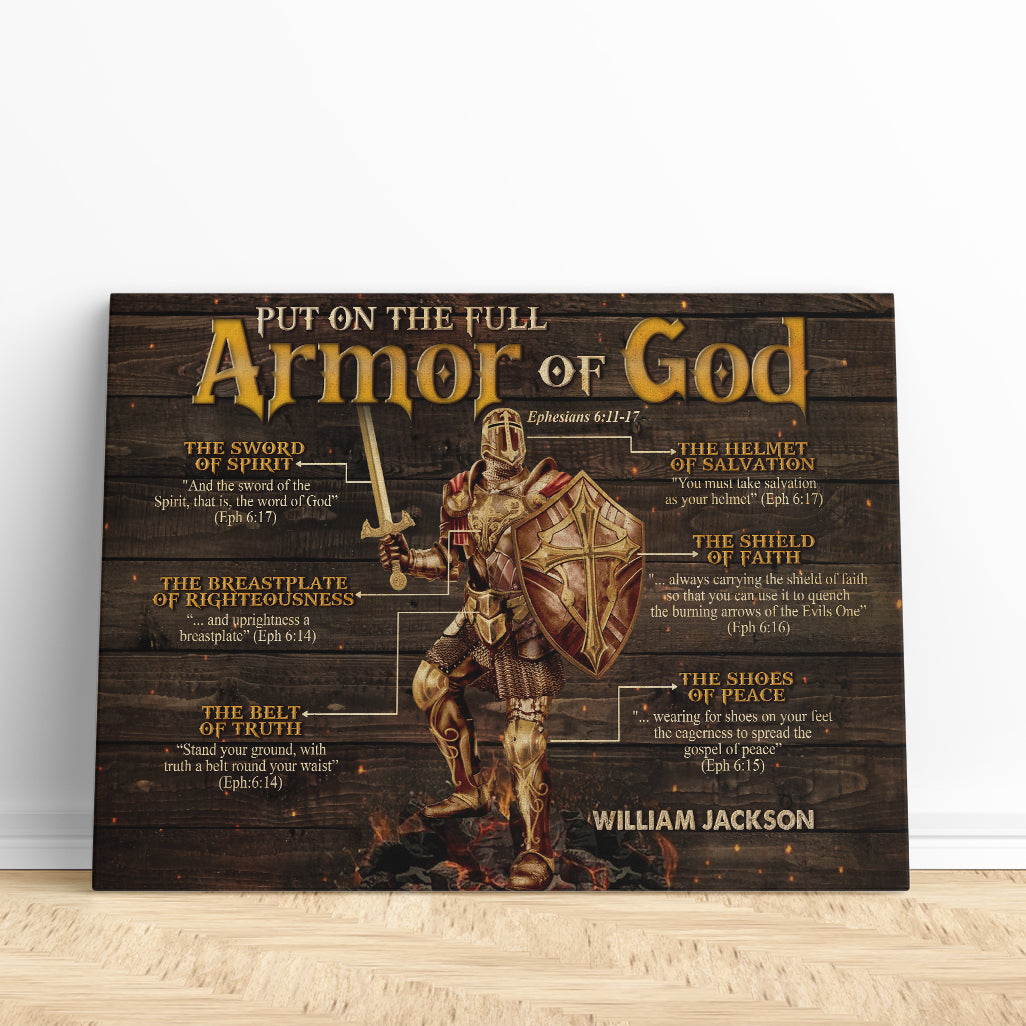 Personalized Warrior Of God Canvas, Put On The Full Armor Of God, Armor Of God Bible Verse