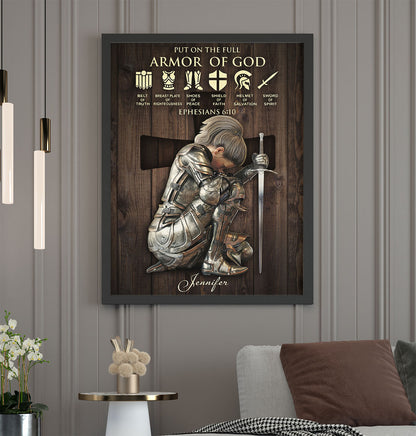 Personalized Woman Warrior of God Put On The Full Armor of God Ephesians 6-10 Framed Matte Canvas