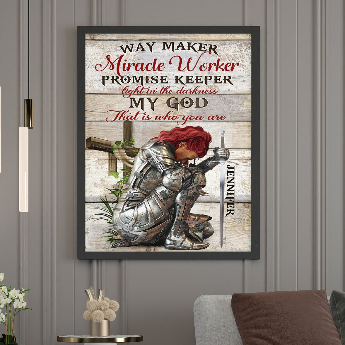 Personalized Woman Warrior Of God Way Maker Miracle Worker Promise Keeper Light In The Darkness My God That Is What You Are Poster