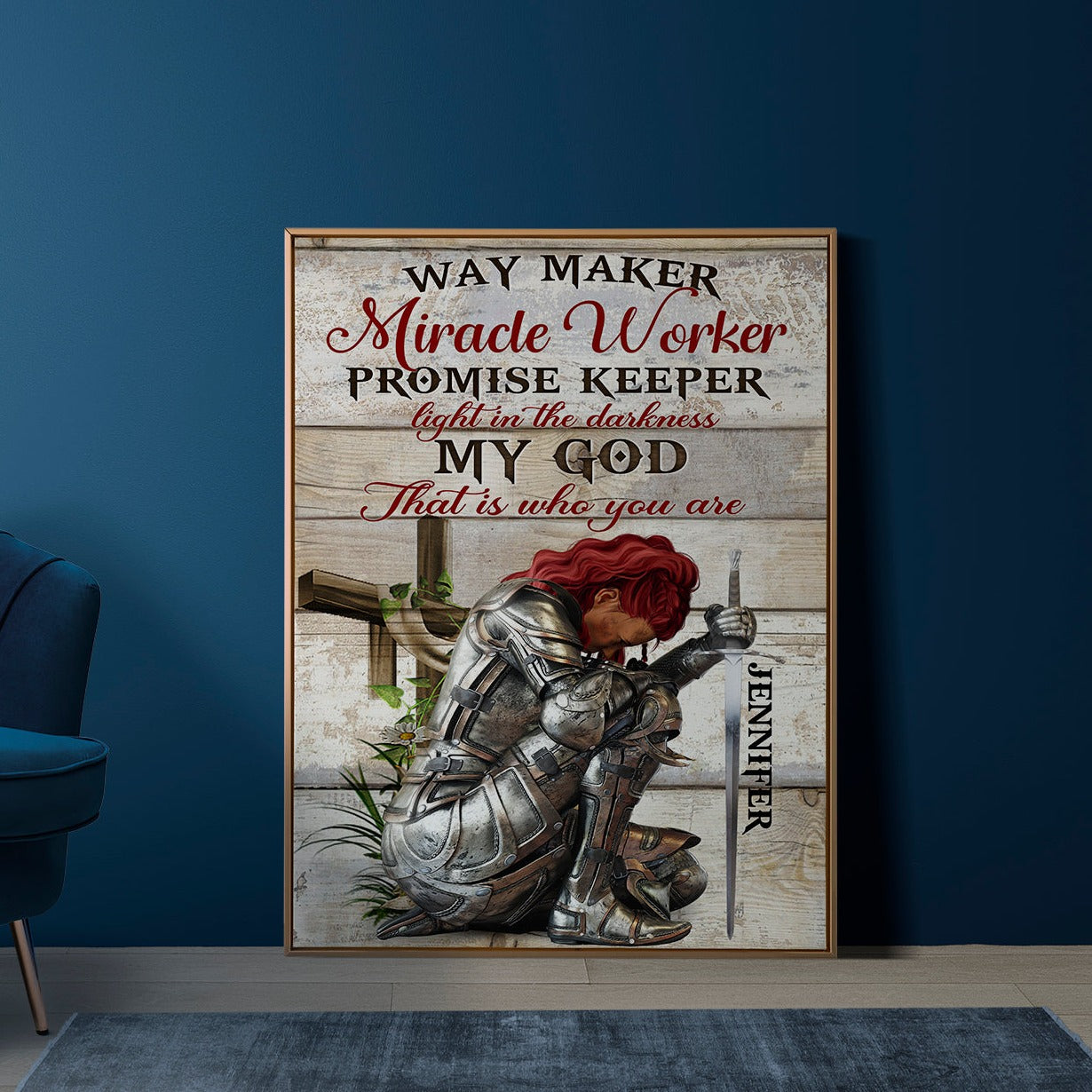 Personalized Woman Warrior Of God Way Maker Miracle Worker Promise Keeper Light In The Darkness My God That Is What You Are Poster