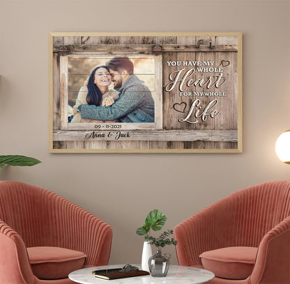 Personalized You Have My Whole Heart For My Whole Life Custom Photo, Anniversary Gifts, Gift For Lover Poster