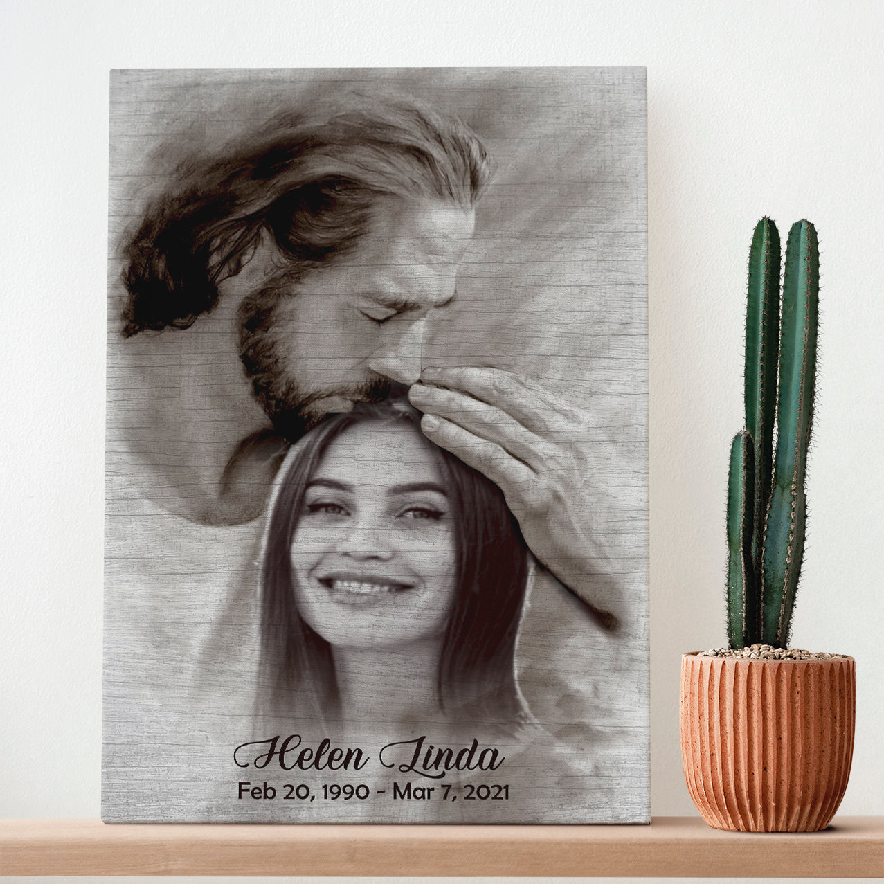 Personalized Custom Photo, Name And Date Safe In God's Hand Gift For Loss Loved One Canvas