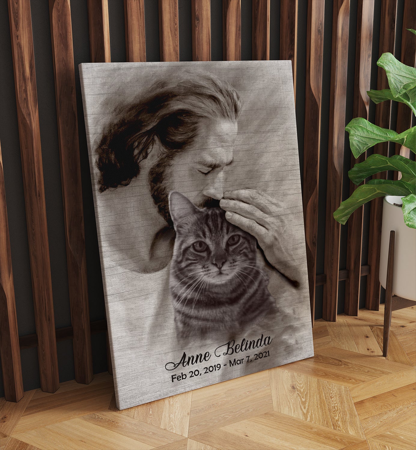 Personalized Custom Photo, Name And Date Safe In God's Hand Gift For Loss Of Cat Canvas