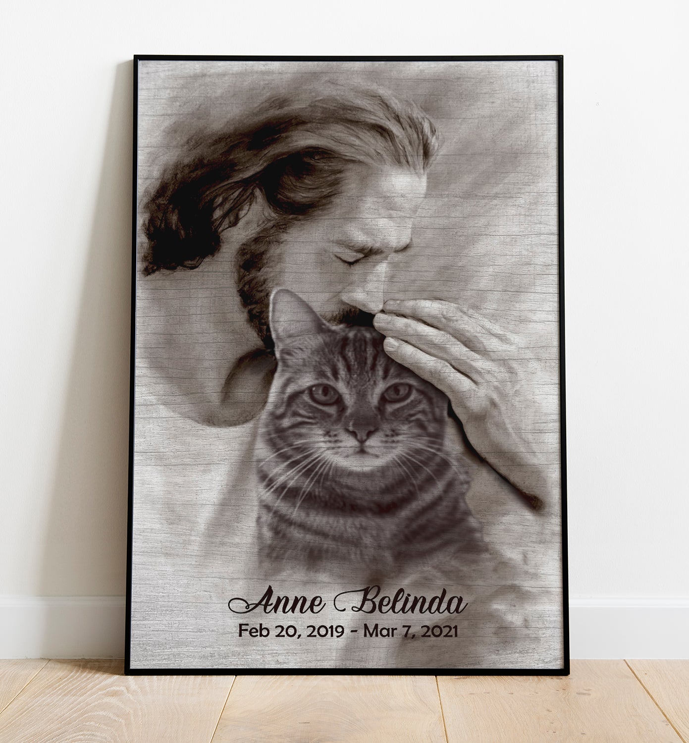 Personalized Custom Photo, Name And Date Safe In God's Hand Gift For Loss Of Cat Poster