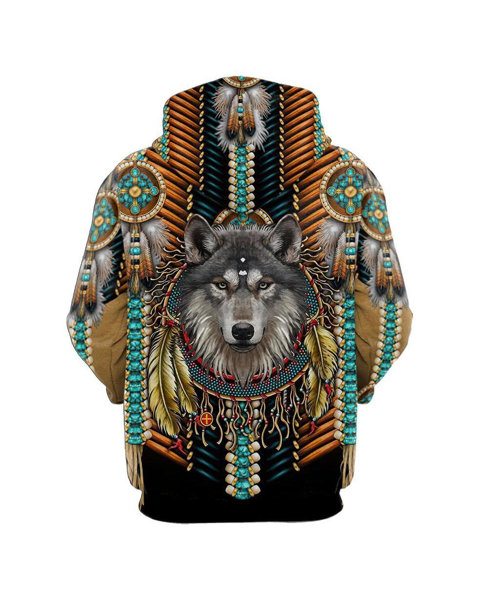 Tribal Native Wolf Dreamcatcher Native American 3D All Over Print Hoodie and Zip Hoodie