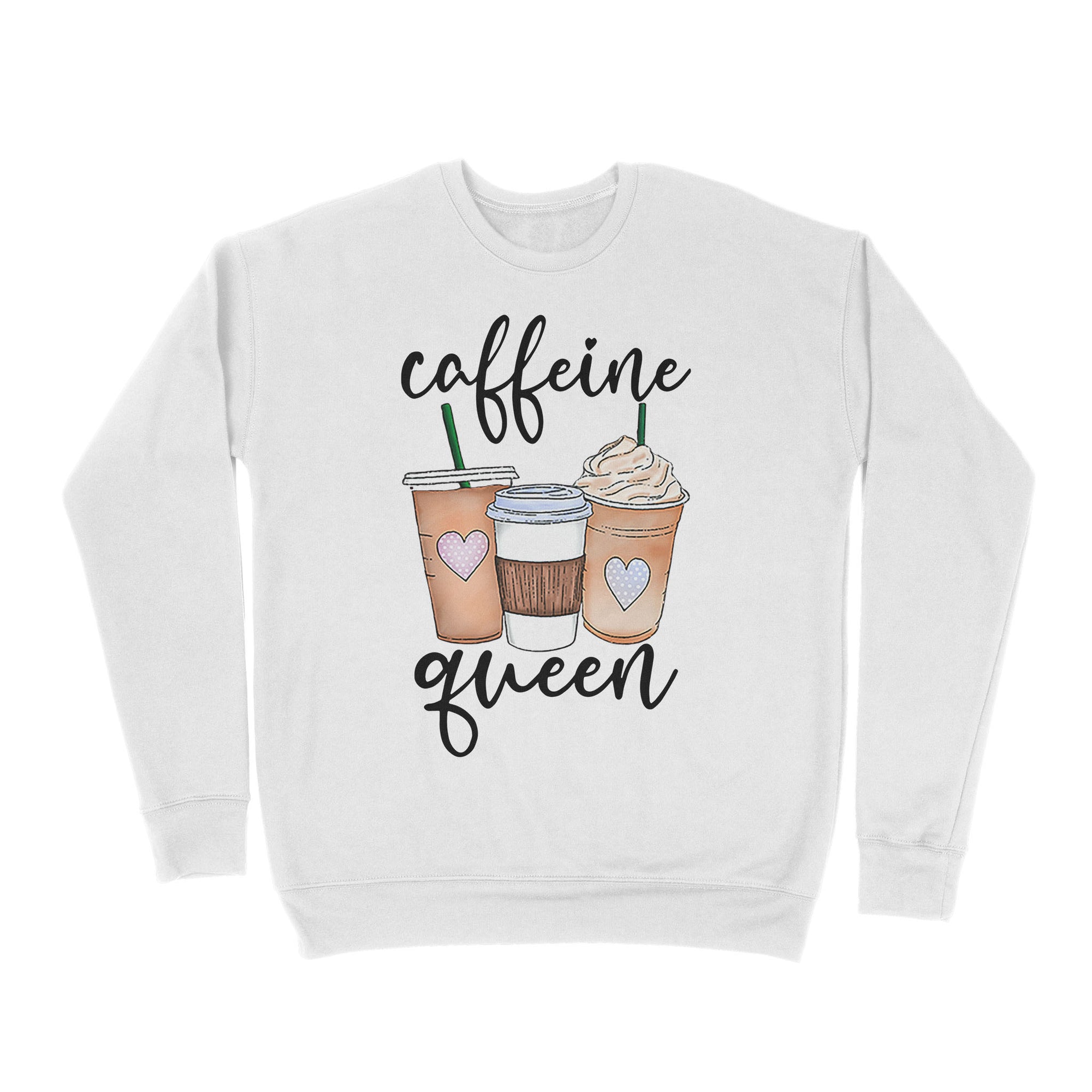 Premium Crew Neck Sweatshirt - Caffeine Queen, Coffee Lover, Coffee Queen