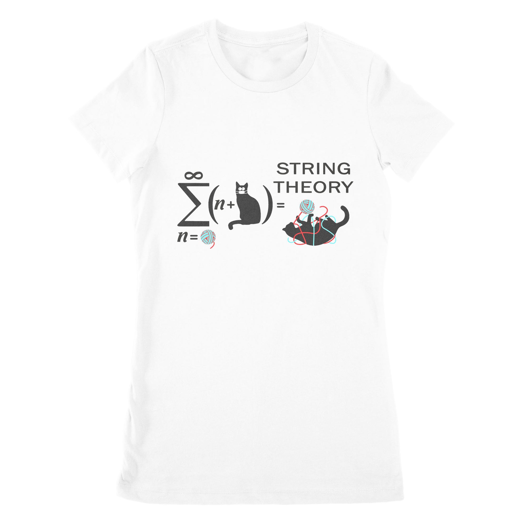 Premium Women's T-shirt - String Theory Funny Maths Cat Wool
