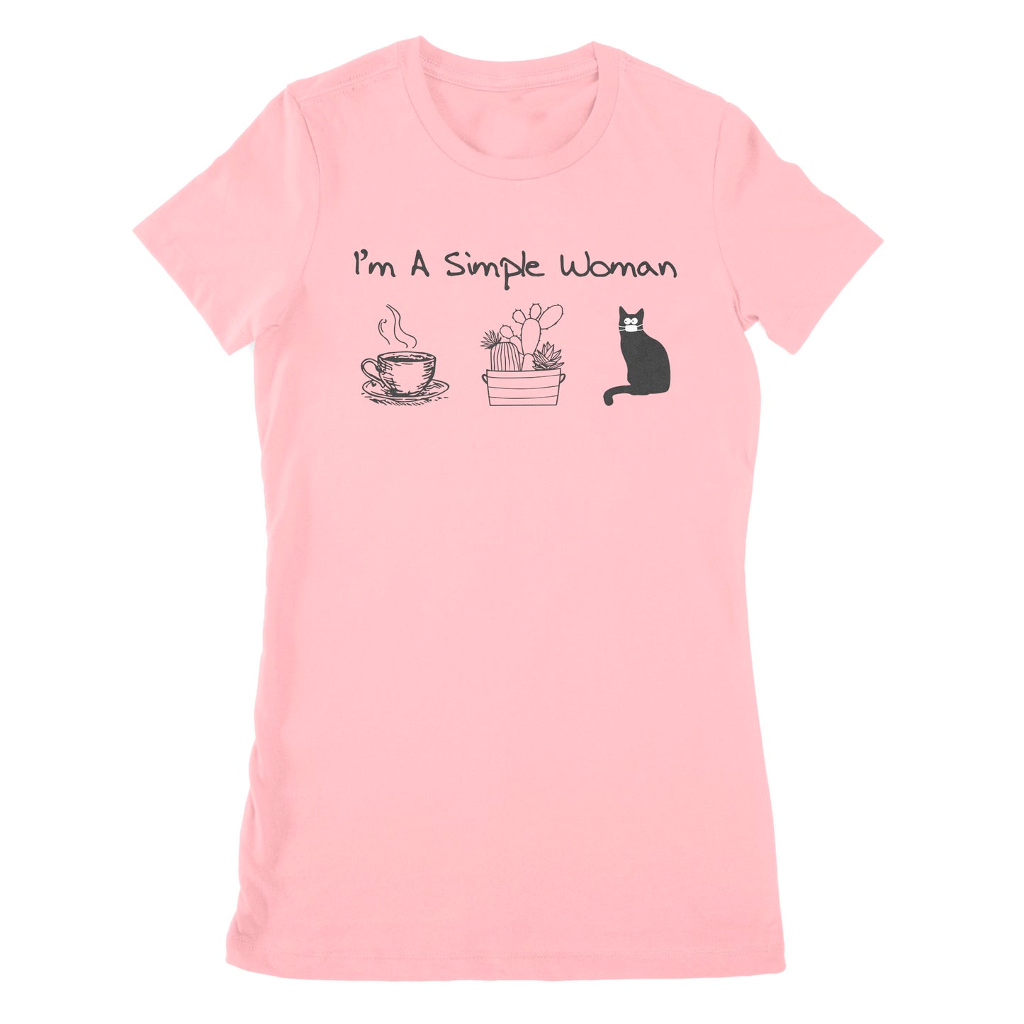 Premium Women's T-shirt - I’m A Simple Woman Coffee Plants Cat