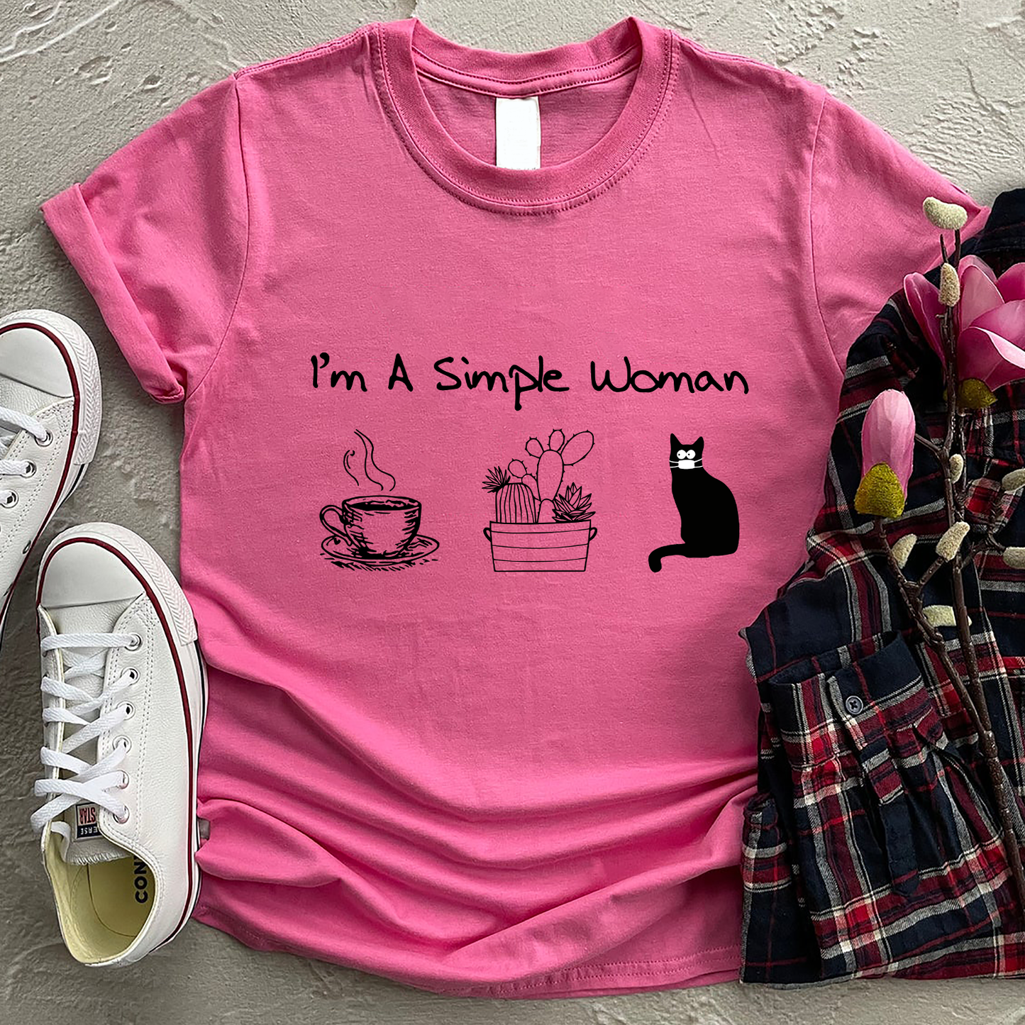 I'm a simple woman Coffee Plants Cat Standard T-Shirt