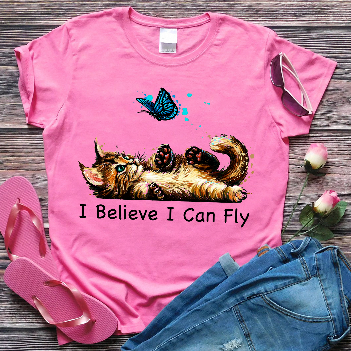 Kitten I Believe I Can Fly Cute Standard T-shirt