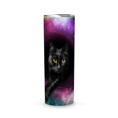 Black Cat Galaxy All-over Print Skinny Tumbler