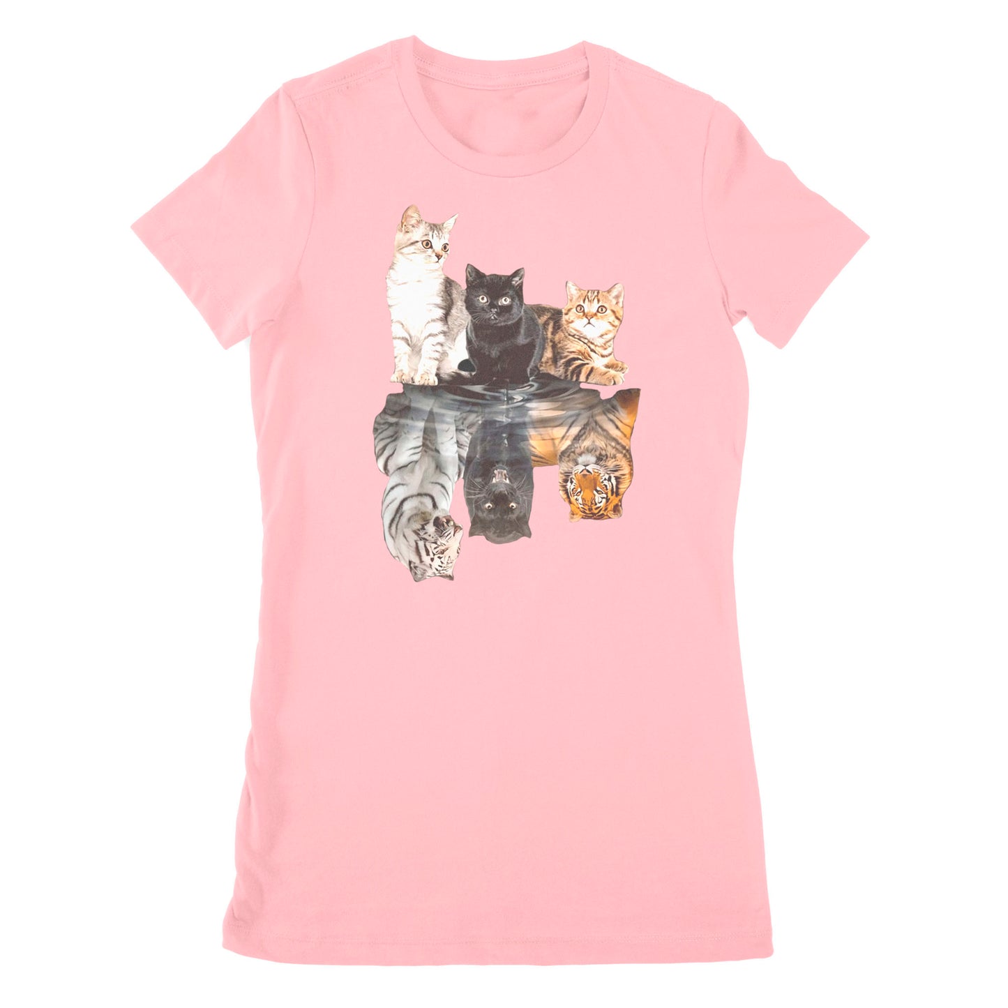 Premium Women's T-shirt - The Cats Water Mirror Reflection Tigers