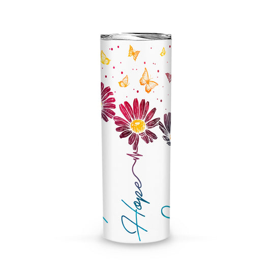 Faith, Hope, Love Sunflower Butterfly Skinny Tumbler