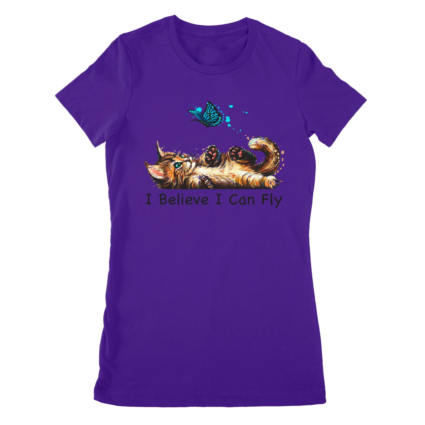 Premium Women's T-shirt - Funny Cat i Believe I Can Fly