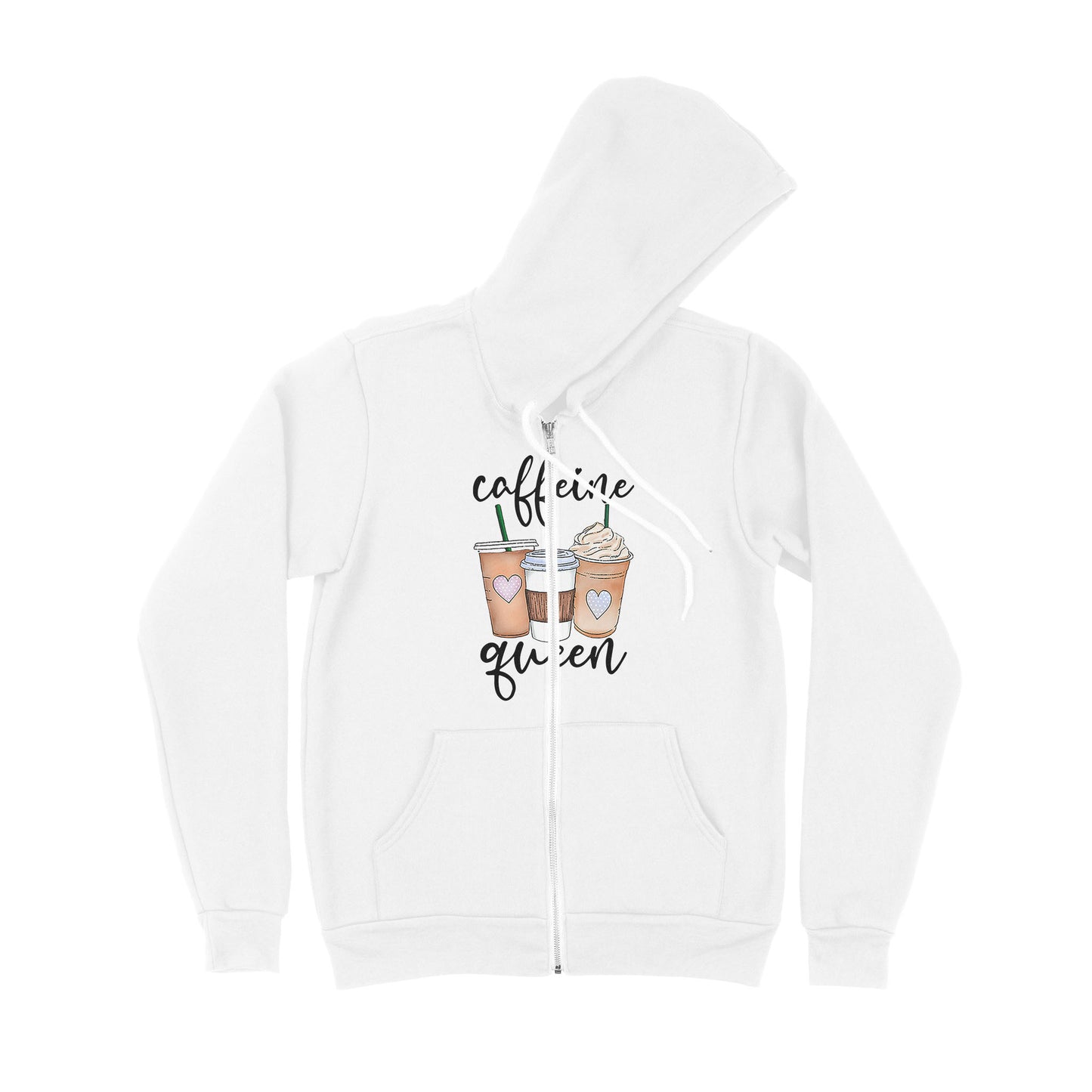 Caffeine Queen, Coffee Lover, Coffee Queen - Premium Zip Hoodie