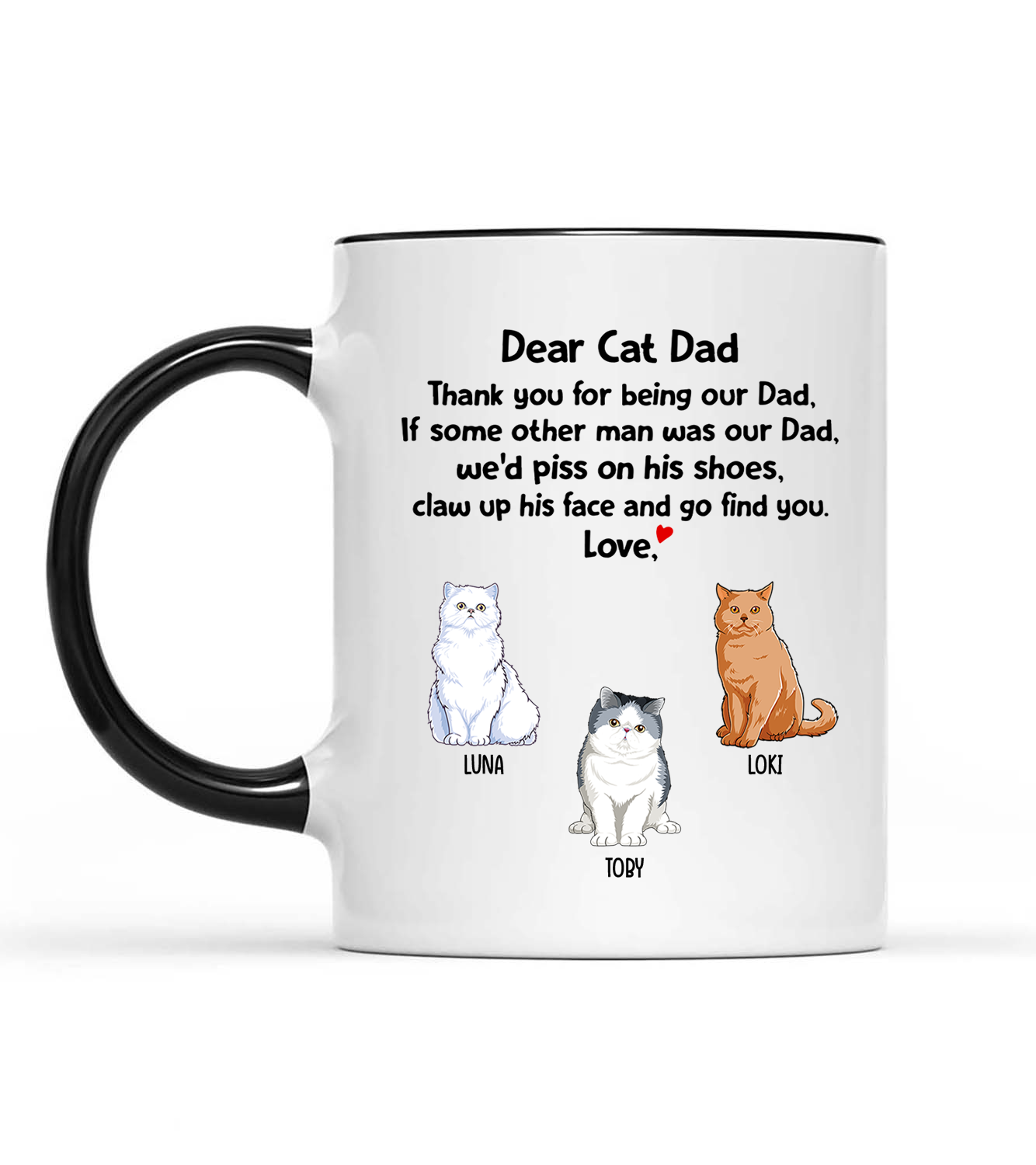 Personalized, Dear Cat Dad, Thank You For Being Our Dad, Custom Gift for Cat Lovers - Accent Mug