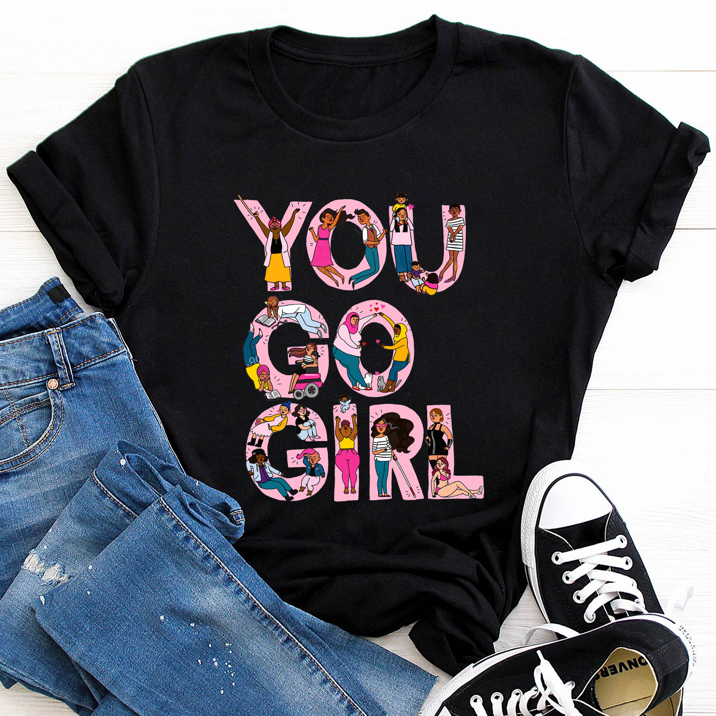 You Go Girl Black Queen Standard T-Shirt