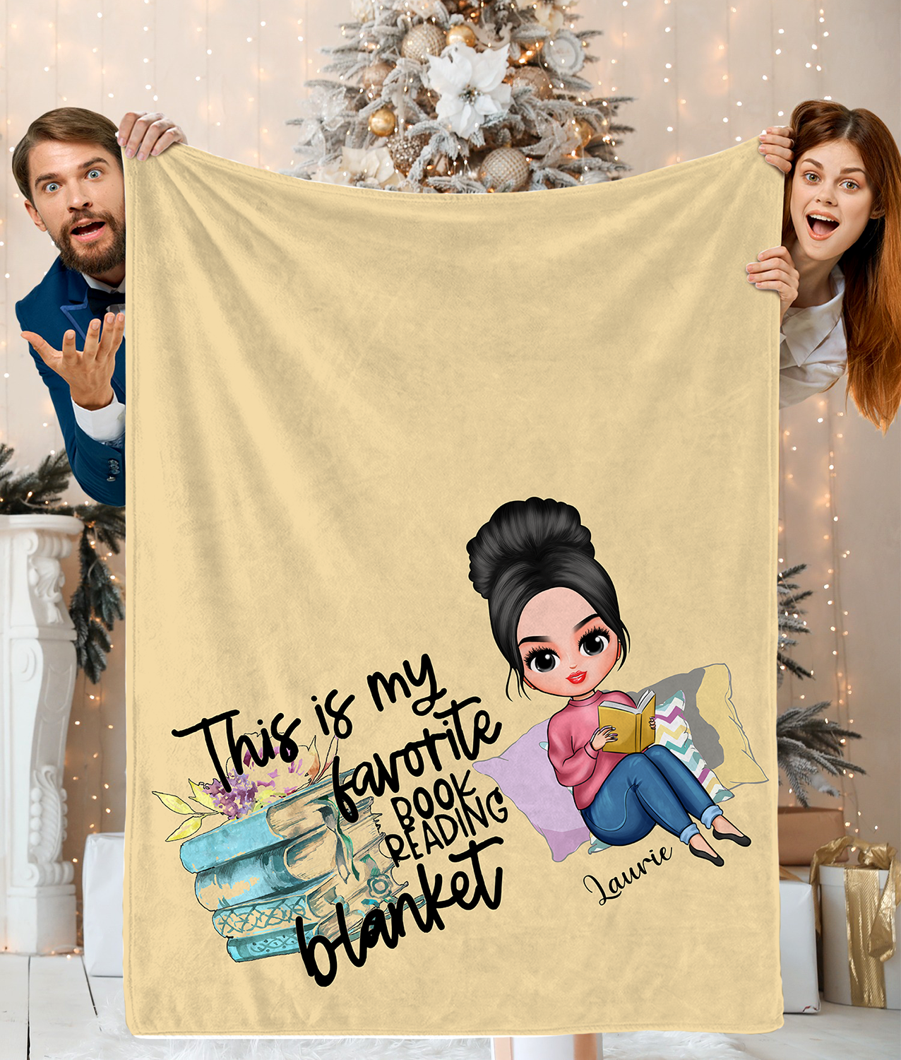 Personalized This Is My Favorite Book Reading Blanket, Gift For A Girl Who Loves Books