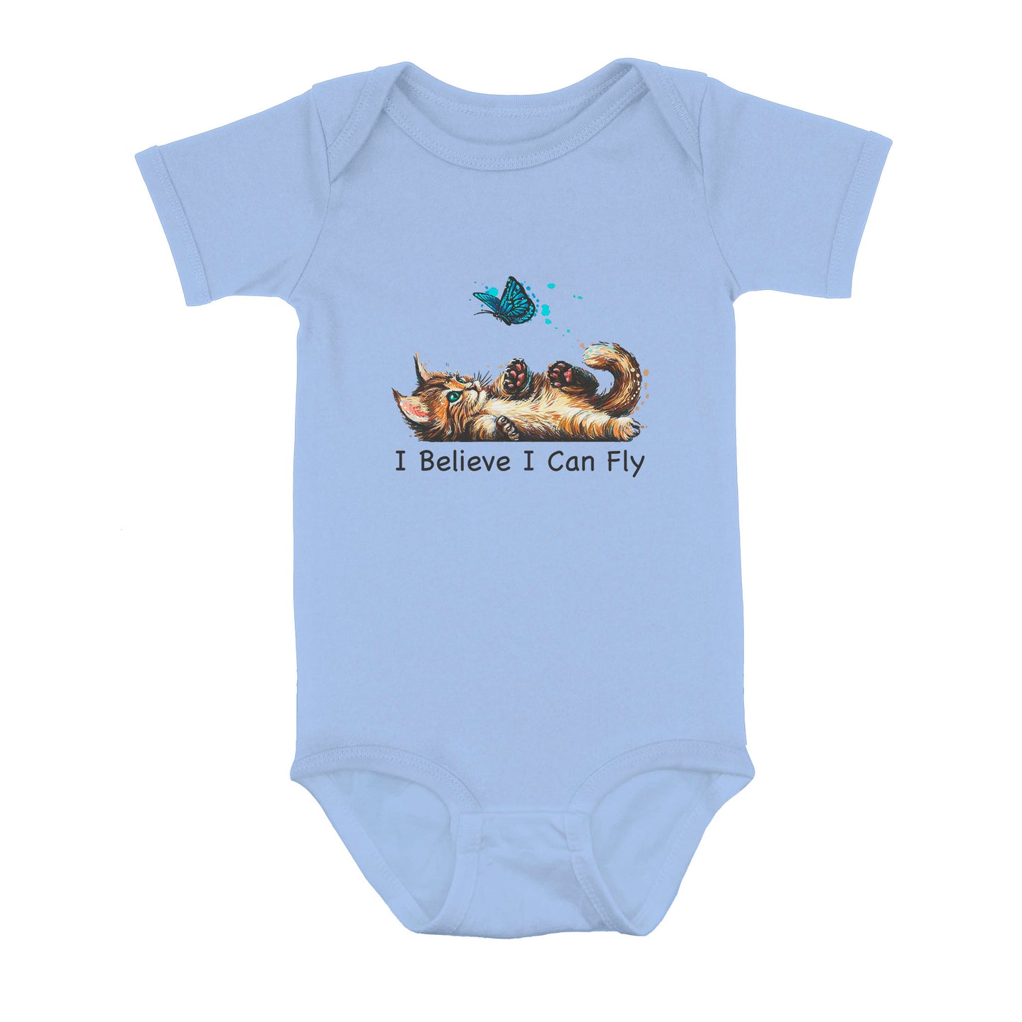 Funny Cat i Believe I Can Fly - Baby Onesie