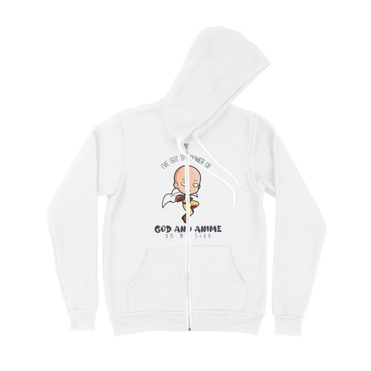 I Have The Power Of God And Anime On My Side - Premium Zip Hoodie