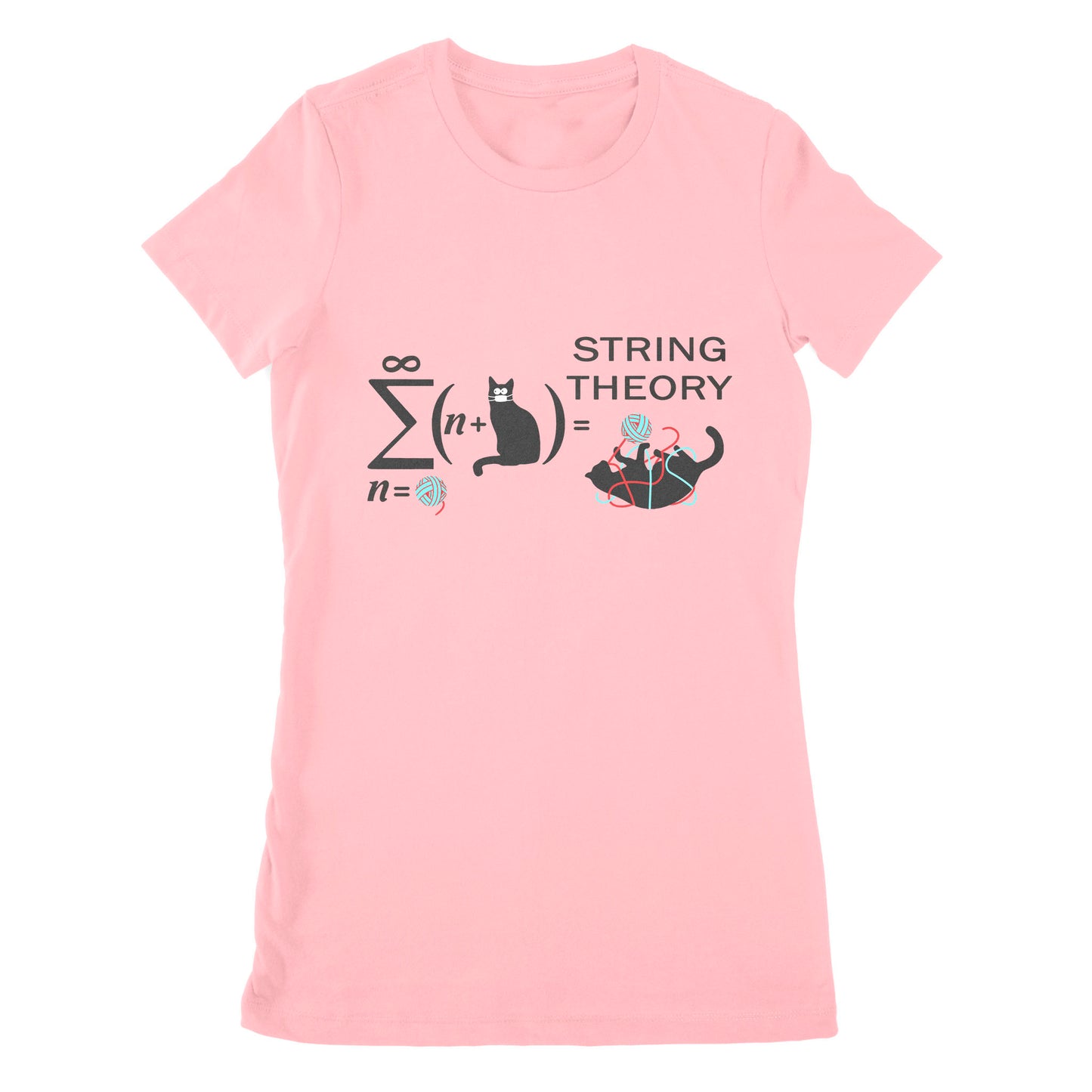 Premium Women's T-shirt - String Theory Funny Maths Cat Wool