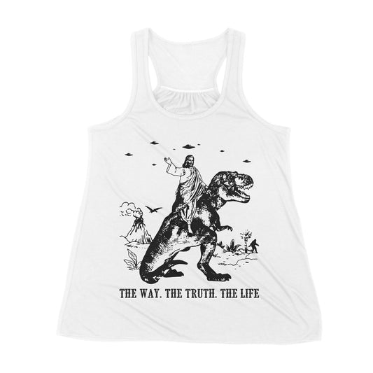 Premium Women's Tank - Jesus Riding Dinosaur The Way. The Truth. The Life