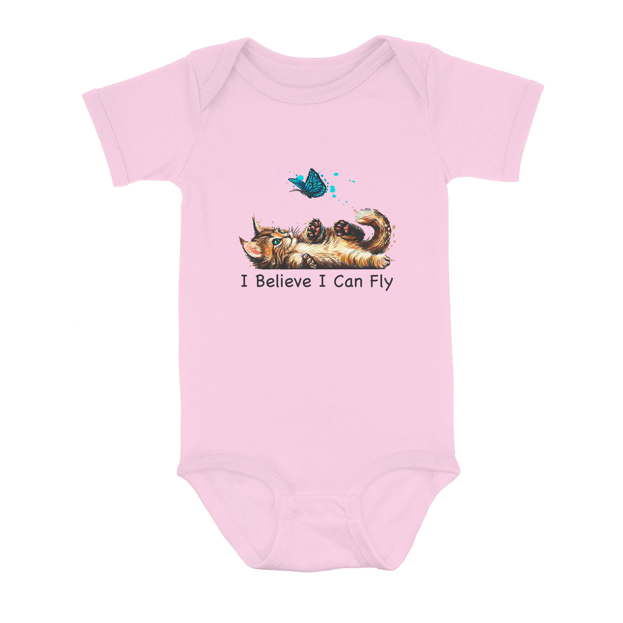 Funny Cat i Believe I Can Fly - Baby Onesie